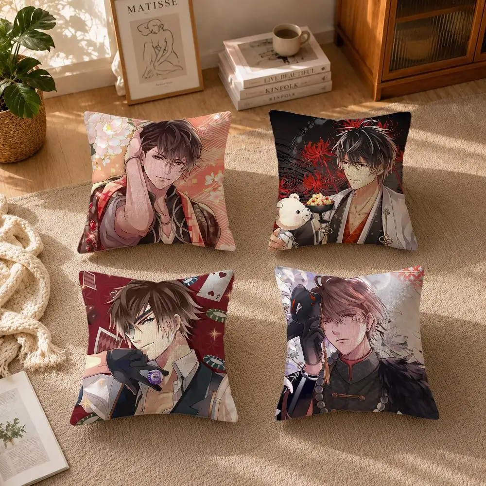 Game Ikemen Sengoku Cushion Cover Soft Short Plush Zippered Cushion Covers 40/45/50cm Square Decor for Sofa Home