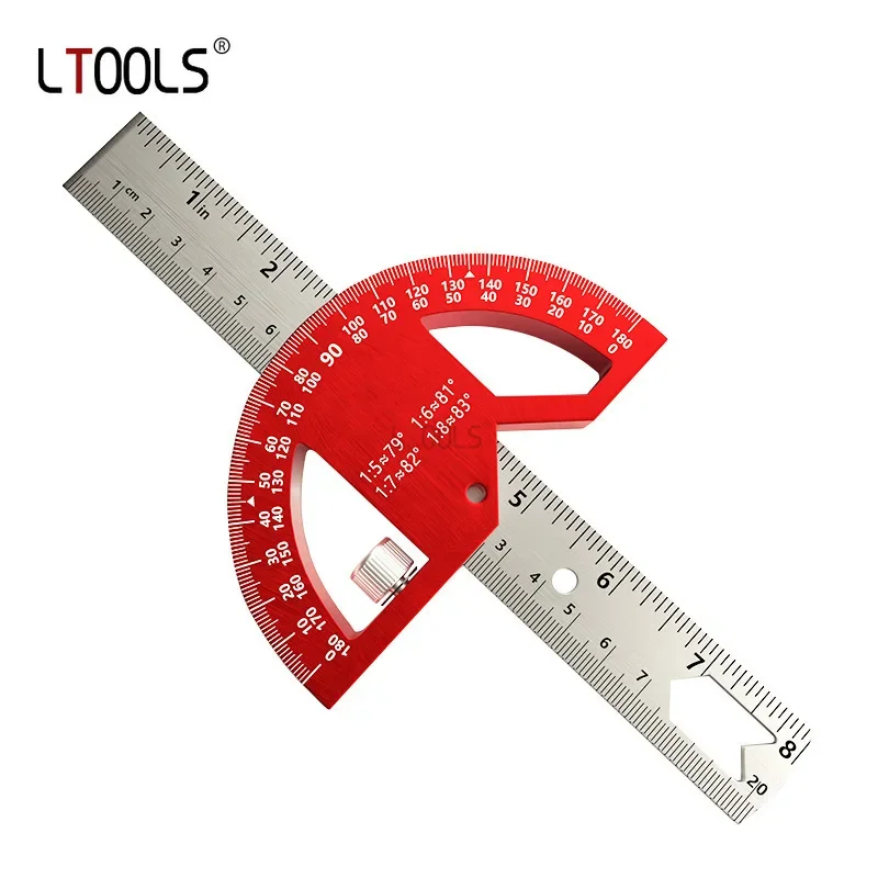 8/12in Angle Gauge Measurement Stainless Steel Precision Multifunctional 180°Angle Protractor Adjustable Protractor Angle Finder