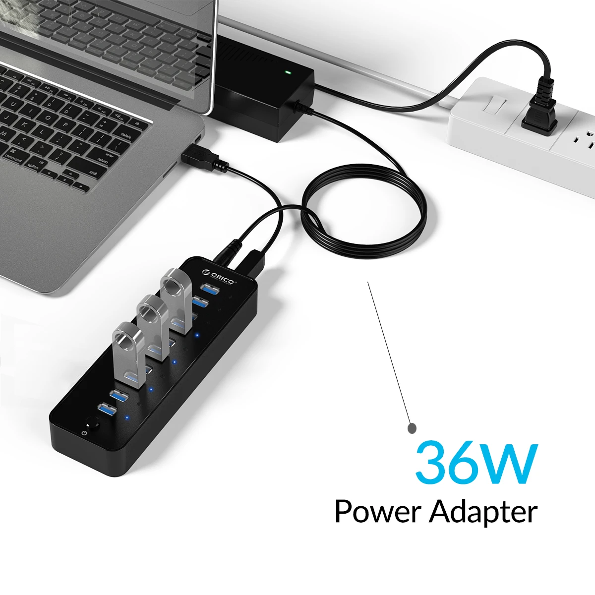 ORICO P10 USB HUB 10 Ports USB 3.02.0 HUB With 12V Power Adapter High Speed USB Splitter For PC Computer Accessories