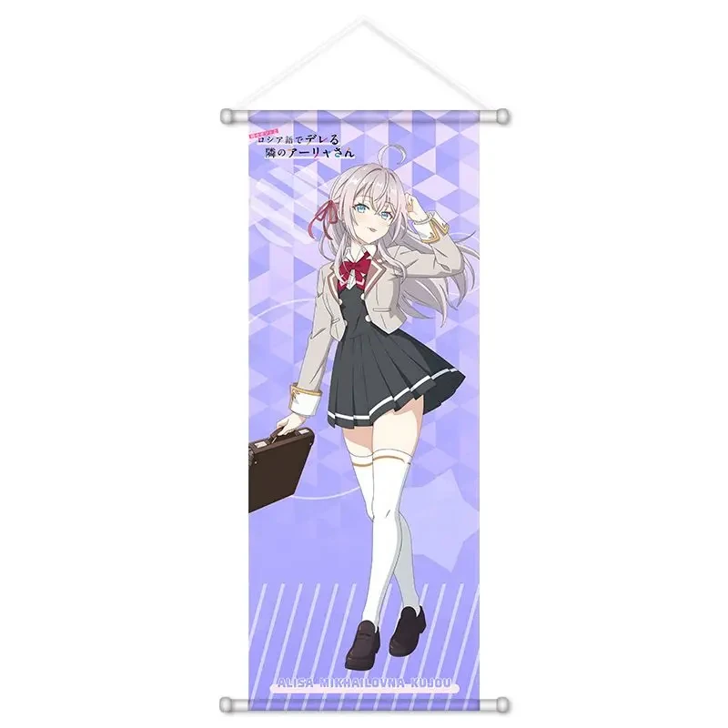 VIKAMA Black Hair School Girl Blue Wall Scroll, 6 Designs, Wall Decor for Bedroom Living Room Dorm