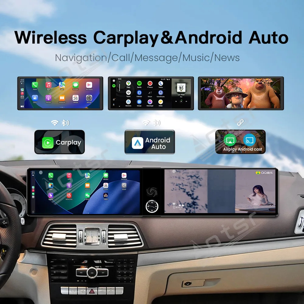 Dual 12.3 Inch Car Radio GPS Navigation Multimedia System For Mercedes E-Class Coupe 2010-2015 Carplay Upgrade Accessory