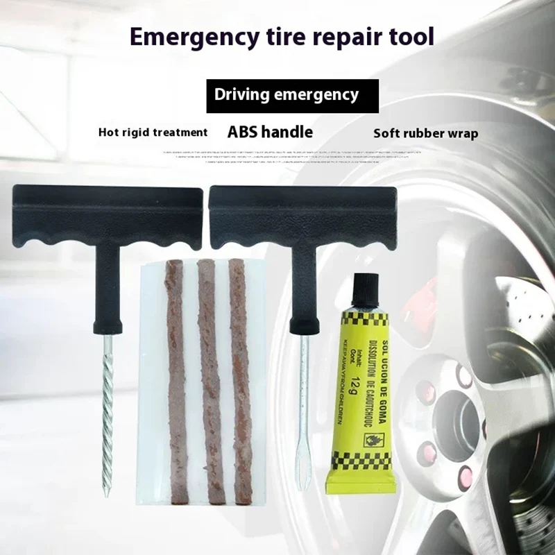 Car Tire Repair Tools Kit Motorcycle Bike Tire Tool with Rubber Strips Puncture Studding Plug Auto Bike Garage Repair Tools