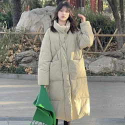 Parkas de longitud media para mujer, chaqueta acolchada fría, abrigo grueso de algodón Vintage, traje de nieve a prueba de viento, bolsillo de manga larga, ropa de invierno, nuevo