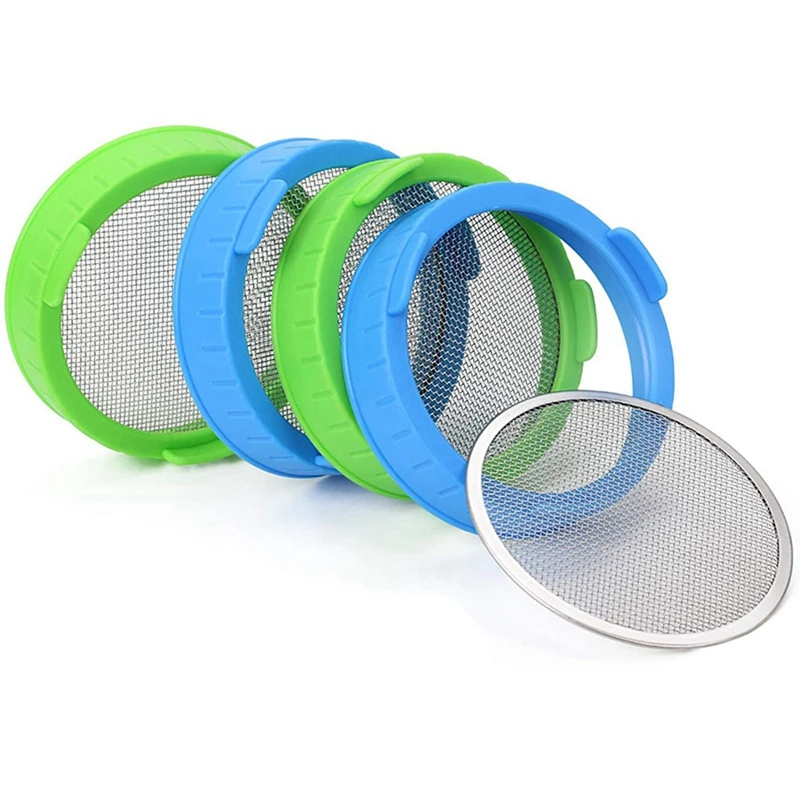 

ABAH-8 Pack Sprouting Lids, Plastic Sprout Lids With Stainless Steel Screen For Wide Mouth Mason Jars, Sprouter Sprout Maker