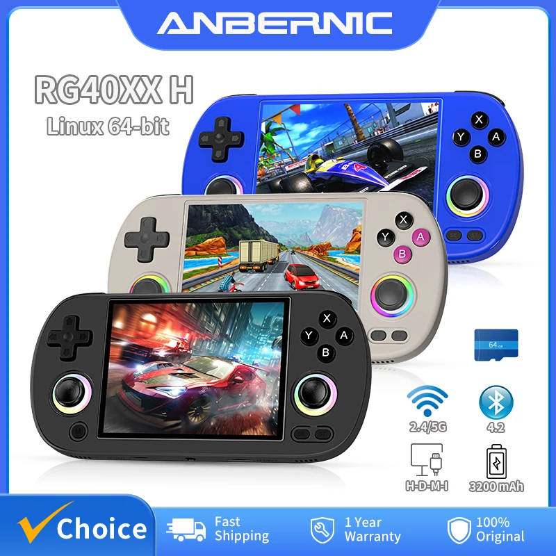 ANBERNIC RG40XX H Retro Handheld Game Console 4.0” IPS 64 Bit Linux System RGB Joystick Video Console Supports 5G WiFi Bluetooth