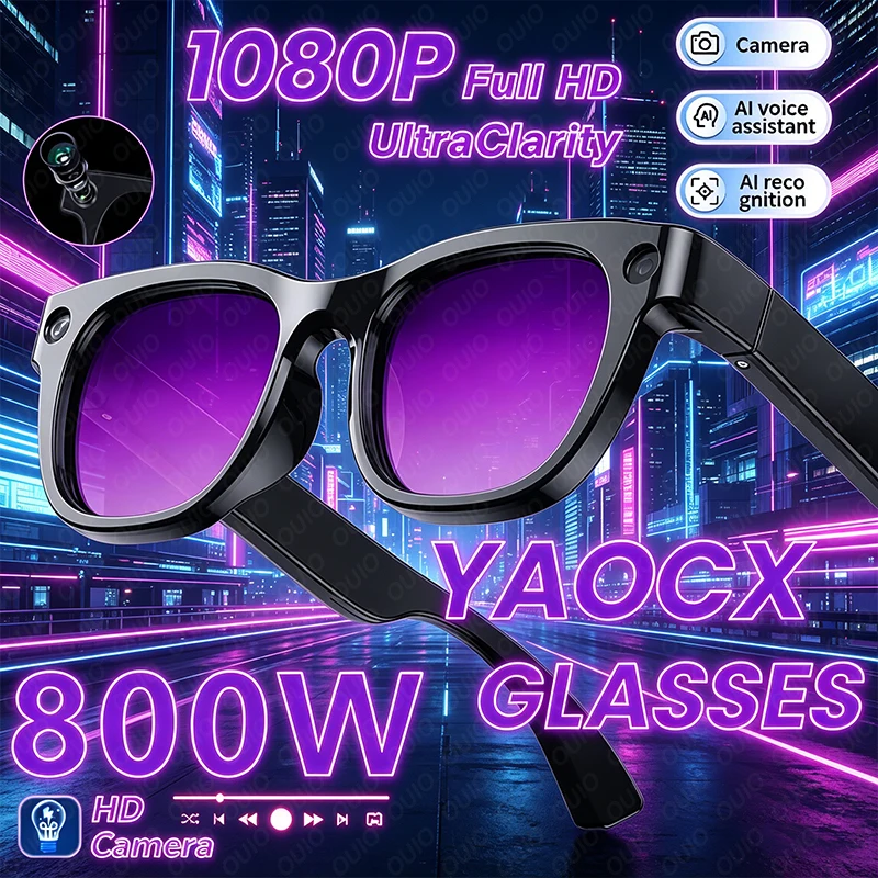 

Новые умные очки с AI-переводом, Wi-Fi, воспроизведением музыки, записью видео в 8 МП, для мужчин и женщин