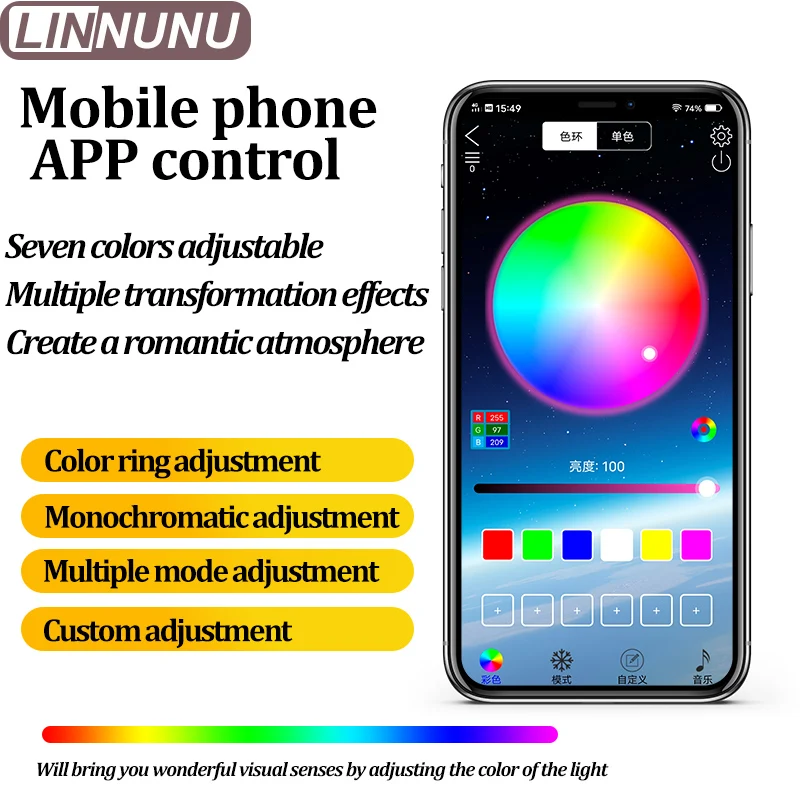 LINNUNU striscia di luce ambientale adatta per Geely Monjaro Manjaro 7 colori atmosfera controllo centrale lampada da sella decorativa per interni