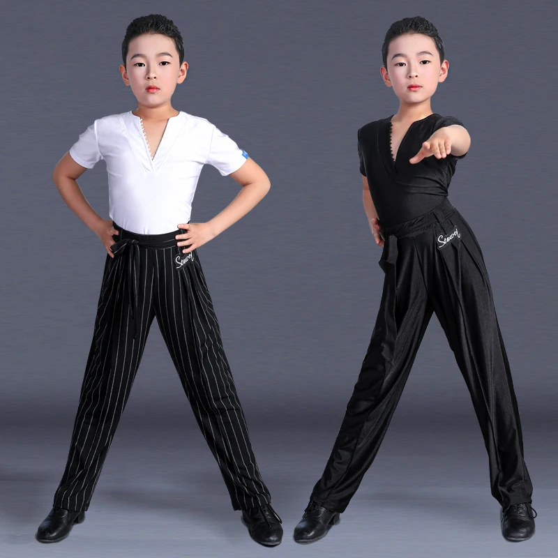 New Kids Latin Dance Clothing Boys Practice Wear Ballroom Dance Tops Trousers Cha Cha Salsa Tap Dance Performance Costume BL8412