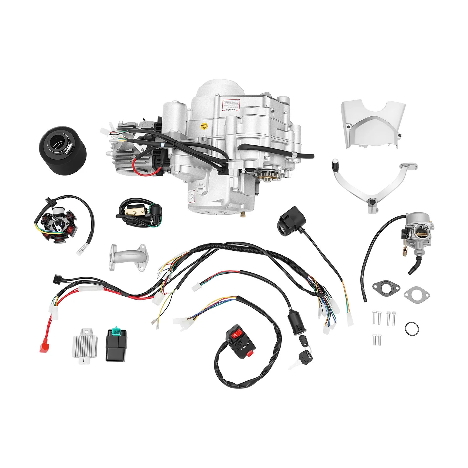 125CC 4-Stroke Engine Motor Kit 5.5KW Air Cooled CDI Electric/Foot Start Direct Replacement for ATV Dirt Bike Go Kart