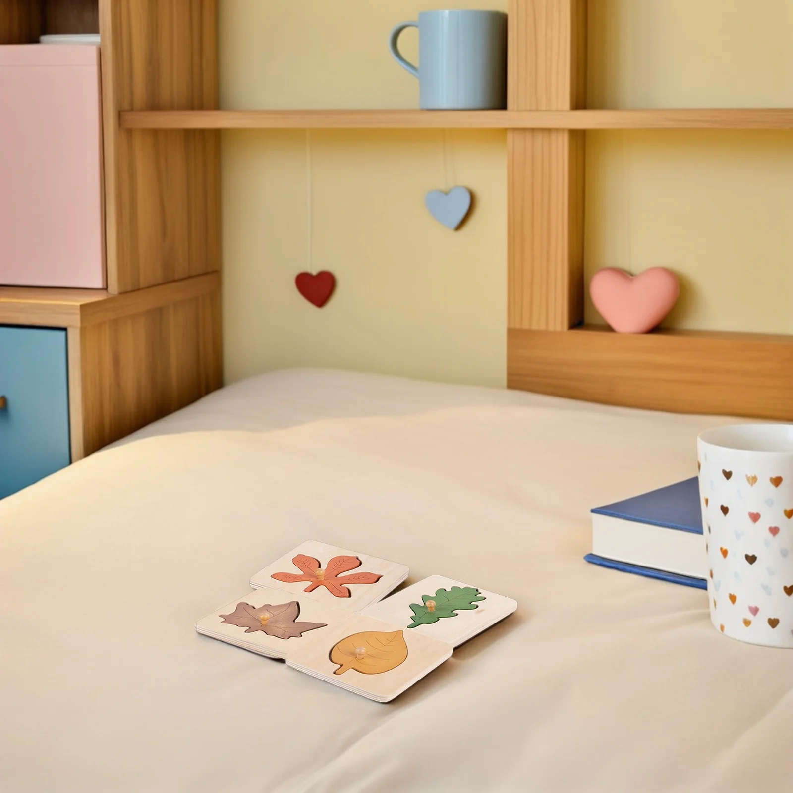 

4pcs Leaves Puzzle Wooden Shape Cognitive Educational Kids Puzzle For Toddlers Early Learning Preschool Brain Development