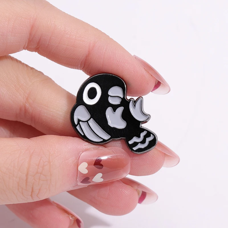 Cartoon Black Crow Brooch Enamel Pins Custom Cute Animals Decorative Pin Lapel Badges Collar Pin Jewelry Gift for Kids Friends