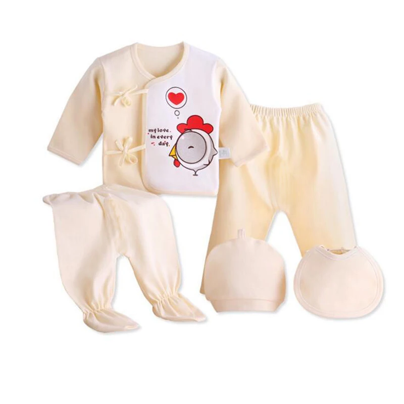 Desenhos animados Roupas de Algodão para Bebê Recém-nascido, Ternos Da Menina, 0-3 Meses, 5Pcs por Conjunto