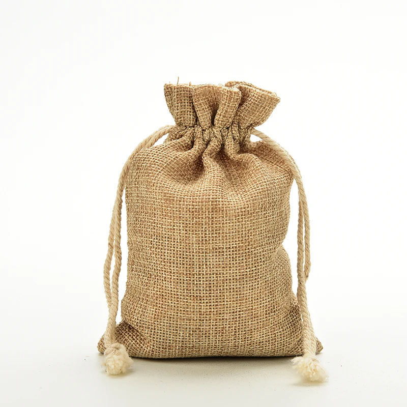 Mini Burlap Pouch Sack Drawstring Tie Bag Wedding Party Package Multifunctional Storage Bag