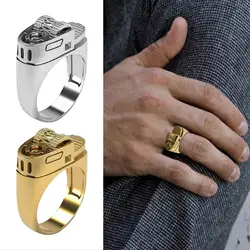 Creative Lighter Modeling Ring European And American Punk Style Ring 14k Gold Plated Rings For Men And Women