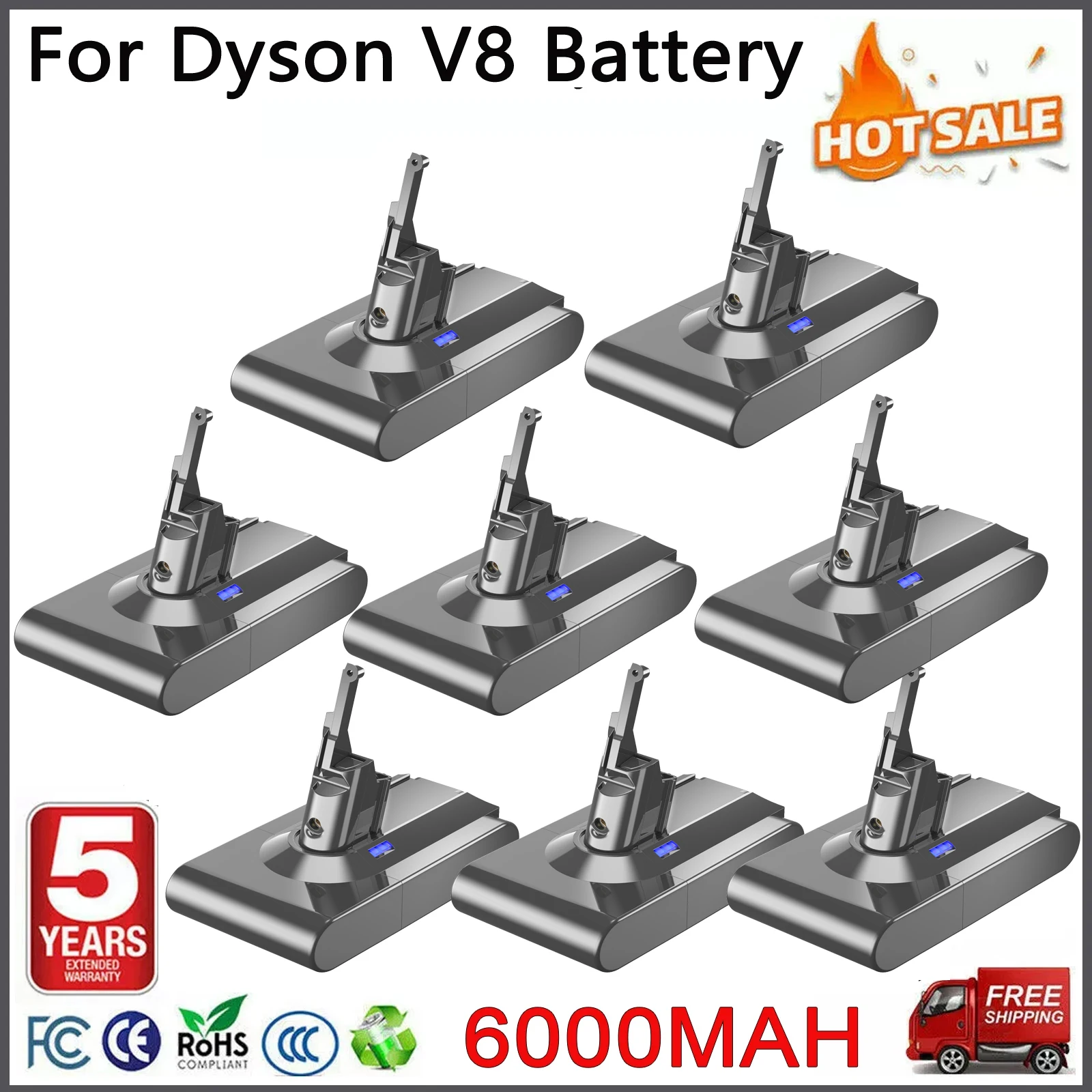 Batterie de remplacement Bonacell 6000mah pour aspirateur Dyson V8 V8 Absolute V8 Animal SV10 SV25, batterie pour outils électriques sans fil