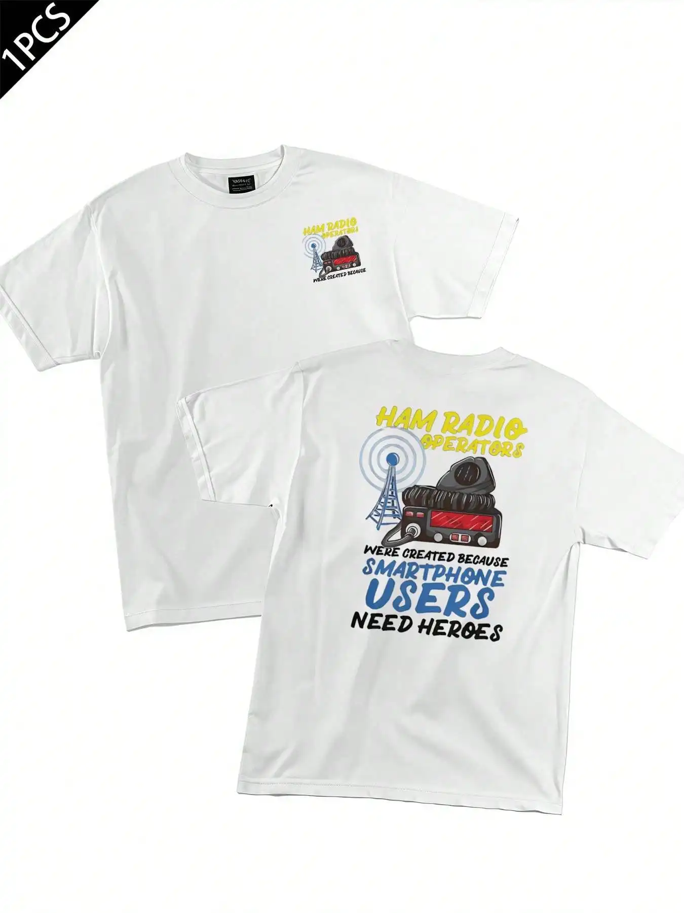 

Ham Radio Operator TShirt Men's Double-Sided printed Fashionable Casual Crew Neck 220gsm Pure Cotton T-Shirt
