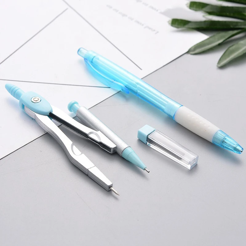 7pcs/Set Creative Ruler Sets For Students Stationery Pencil Compass Exam Draw Tools School Office Supplies