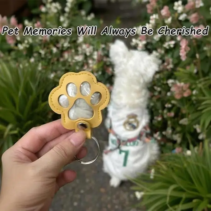 حقيبة تذكارية لشعر الحيوانات الأليفة على شكل مخلب، حقيبة تخزين تذكار لطيفة لفراء القطط/الكلاب، مرفق سلسلة مفاتيح للمجوهرات التذكارية لخسارة الحيوانات الأليفة