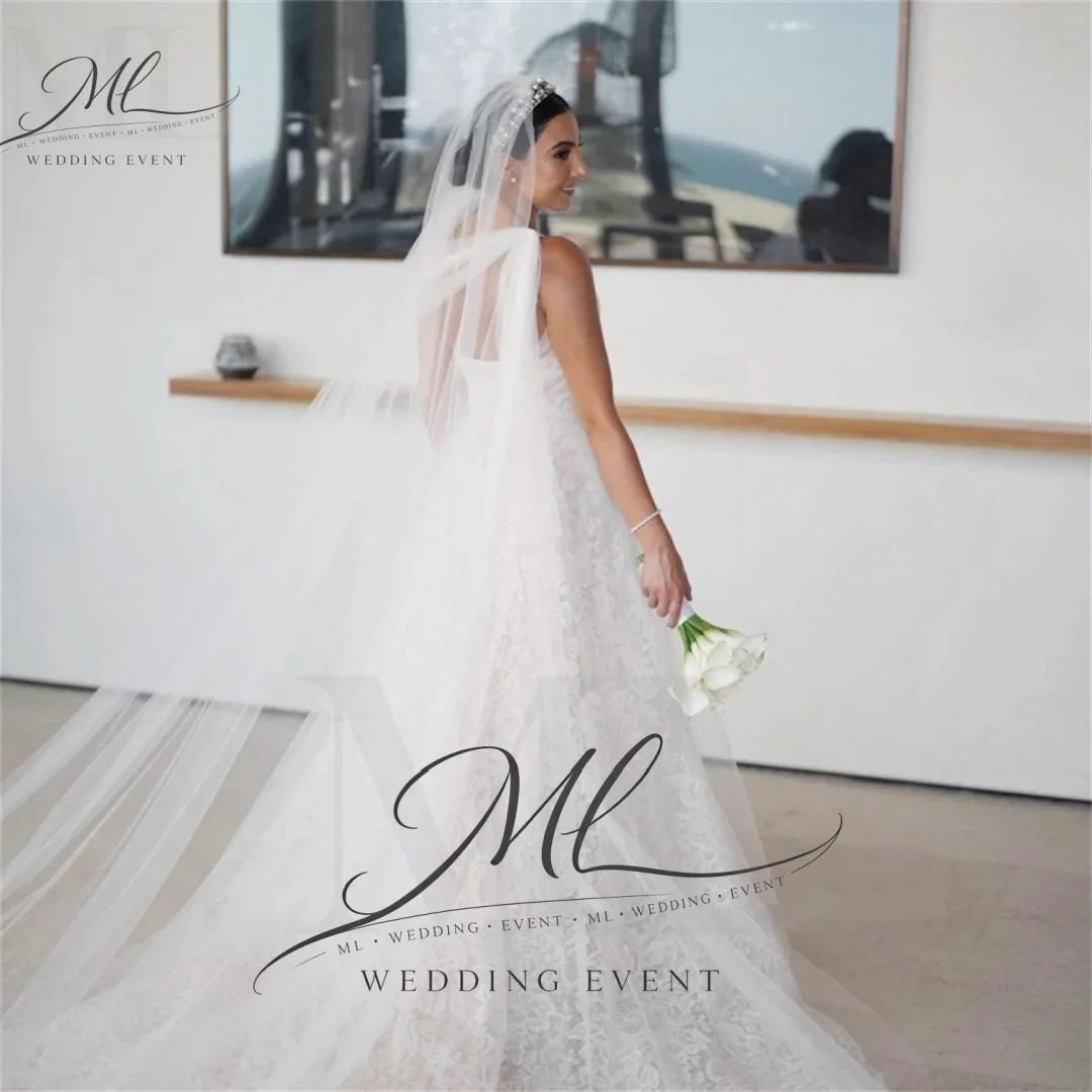 ML One Shoulder Elegant Wedding Dresses Customized 프롬드레스 A-Line Tulle Lace Korea Pretty Ivory Bride Gowns Party Women Bride