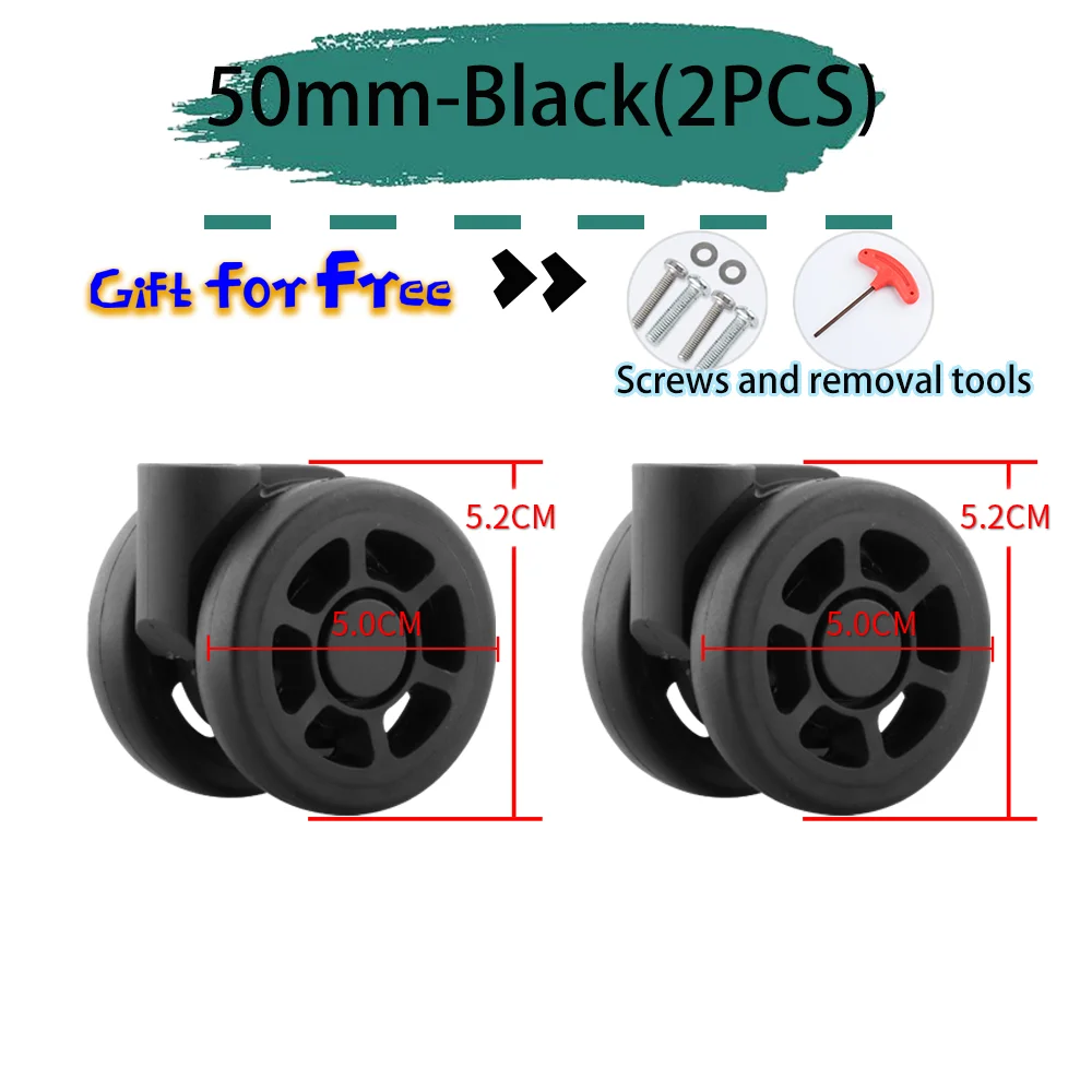 Универсальные бесшумные колеса для багажа, 50 мм, для ремонта чемоданов