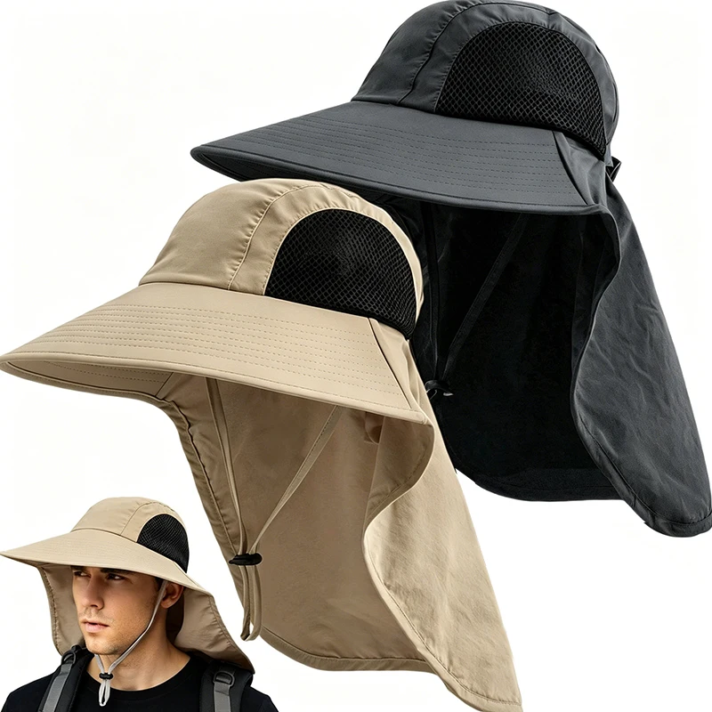 Summer Wide Brim Sun Hat with Neck Flap Lightweight Breathable Adjustable The Must-Have for Men Women Beach Hiking Travel Garden