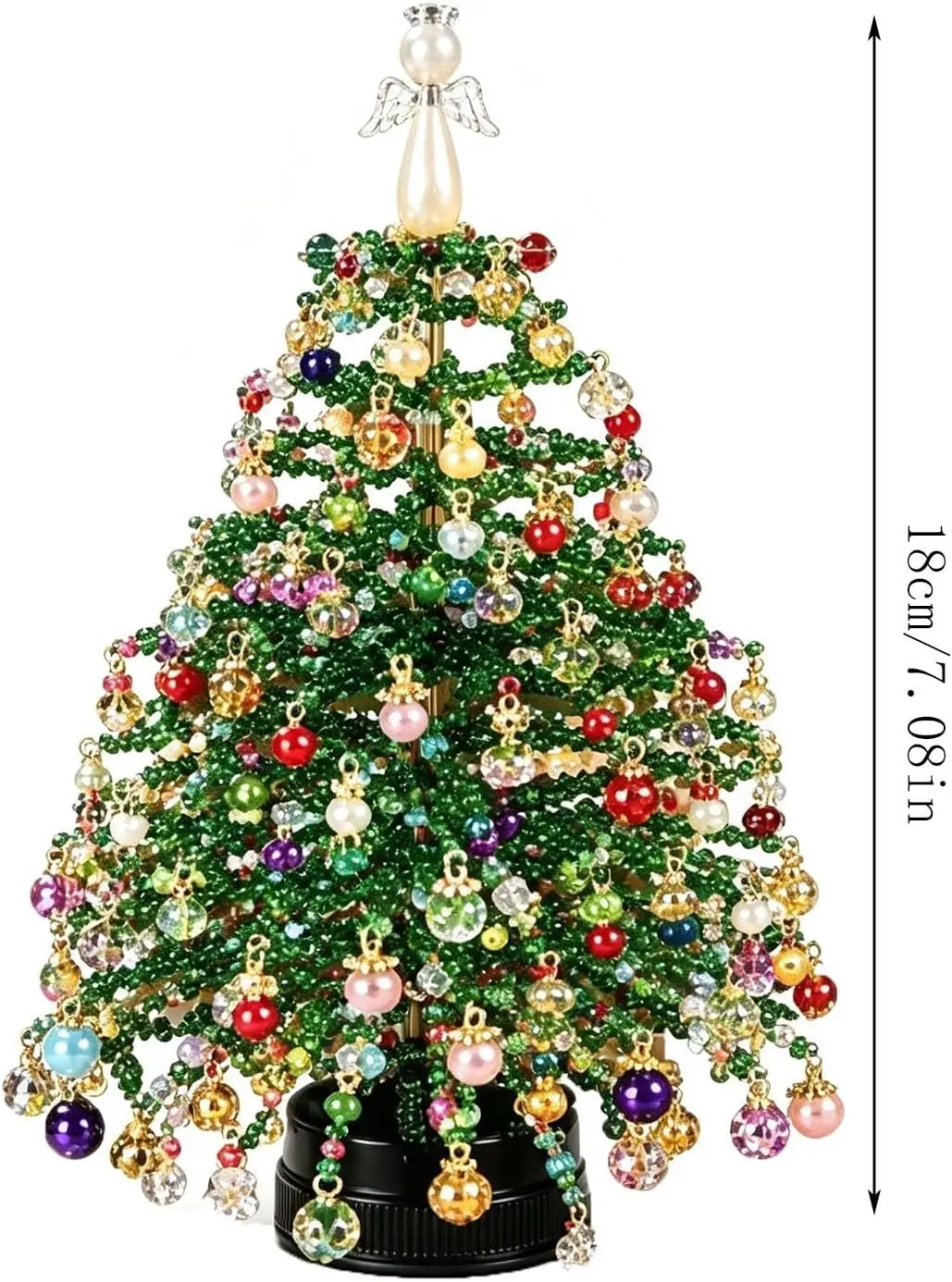 DIY Beaded Christmas Tree Kit, Handmade Mini Desk Xmas Bead Art (Blue) - view 3