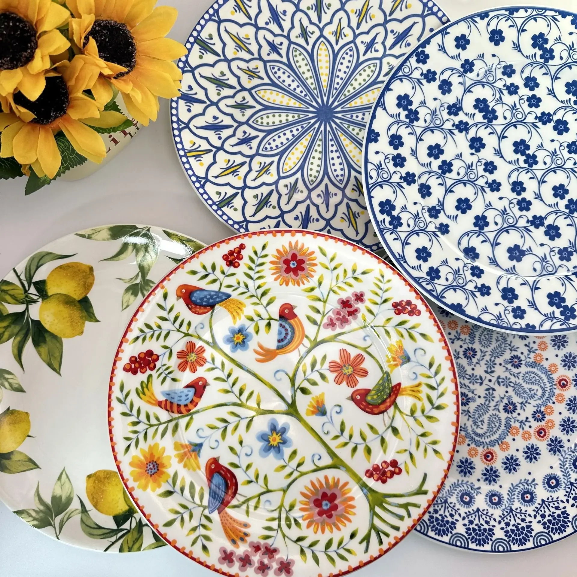 

Nordic European and American style ceramic plate round steak pasta plate 10 inch restaurant hotel plate