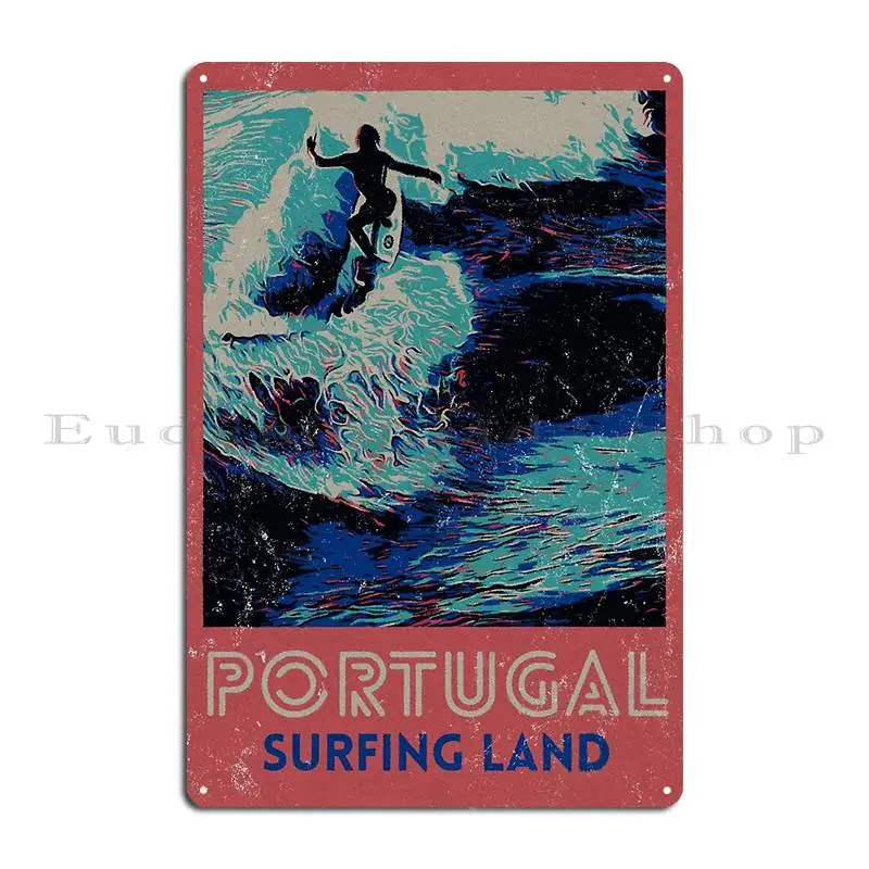 Portugal Coastal Bliss Surfing arte impreso carteles de Metal decoración de pared cine hogar crear pared cueva cartel de estaño cartel
