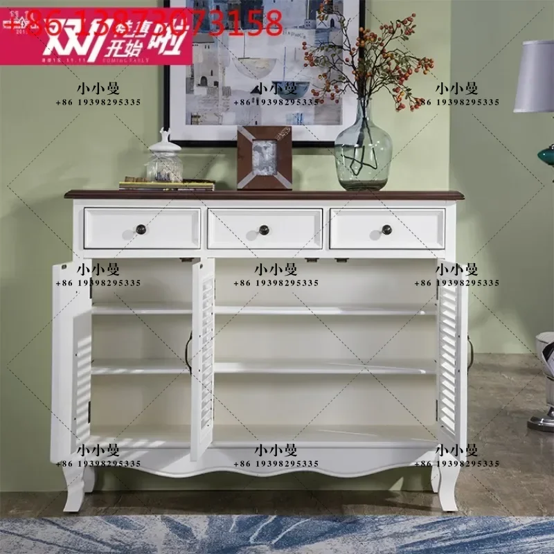 American simple three-door louver door European pastoral solid wood entrance cabinet