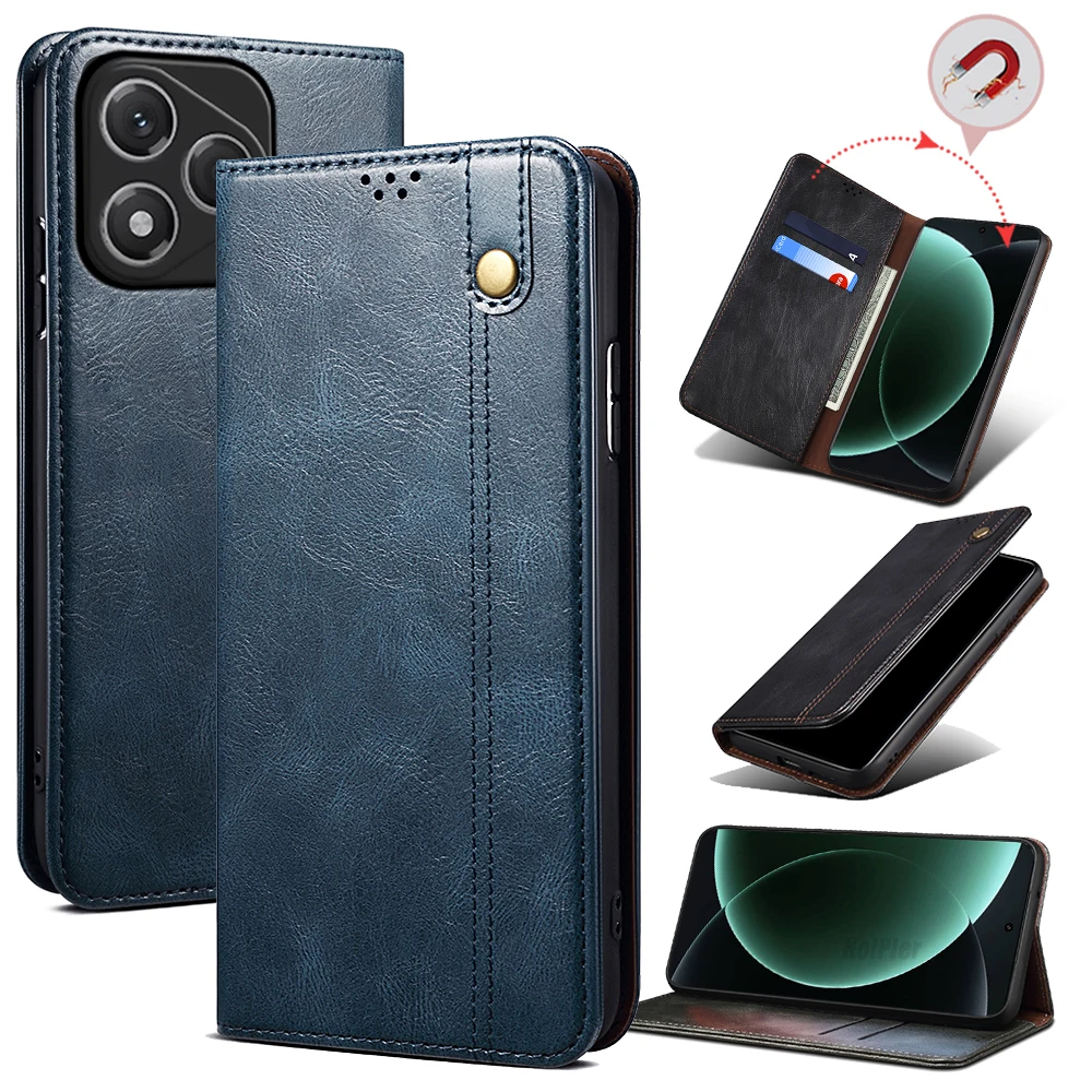 

Business Retro Folding Flip Leather Case For HONOR 400 Lite 400Lite Card Slot Stand Magnetic Phone Cover Protective Bag