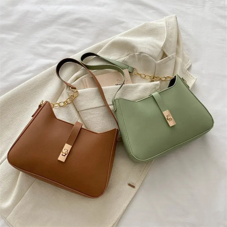 2024 Spring/Summer New Chain Retro Handheld Small Square Bag Single Shoulder Crossbody Bag Solid Color Bag