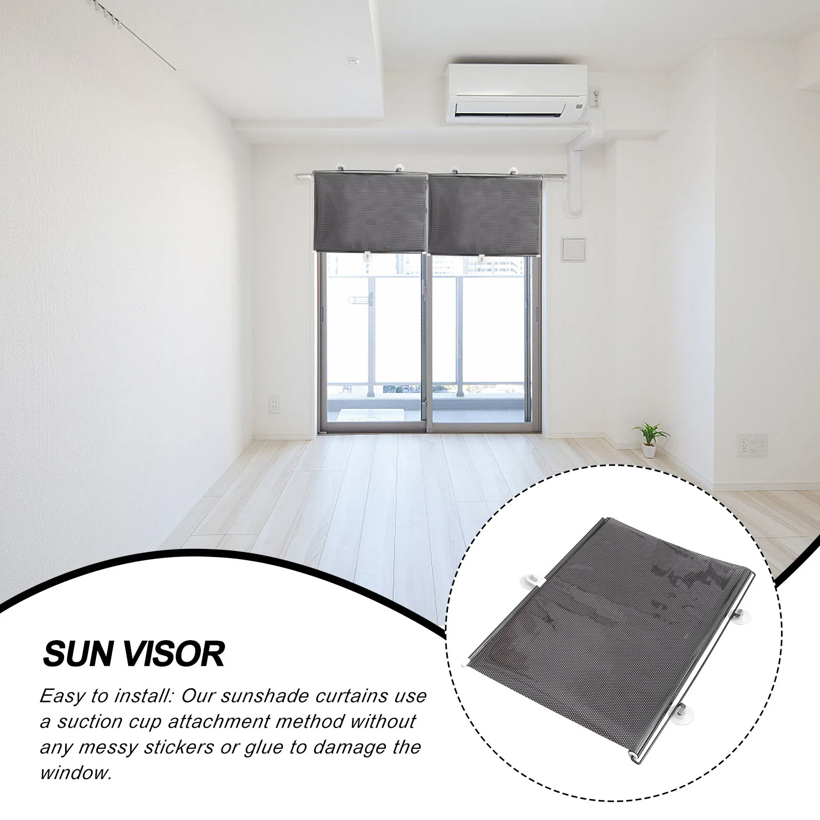

Premium Suction Cup Sunshade Curtains Mesh Blinds for Home Office Door Window Adjustable Lightweight Portable Easy Install No