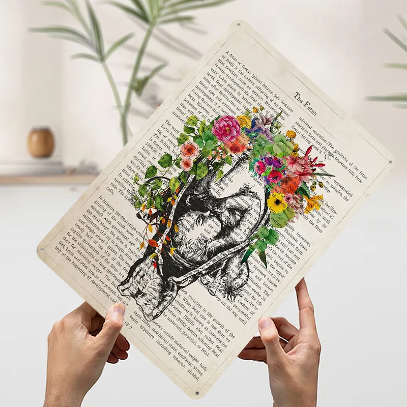 الجنين في رحم تشريح المعادن المشارك تين علامات جدار الفن الداخلي علامة معدنية مخصصة للديكور المنزل غرفة المعيشة الديكور في #3