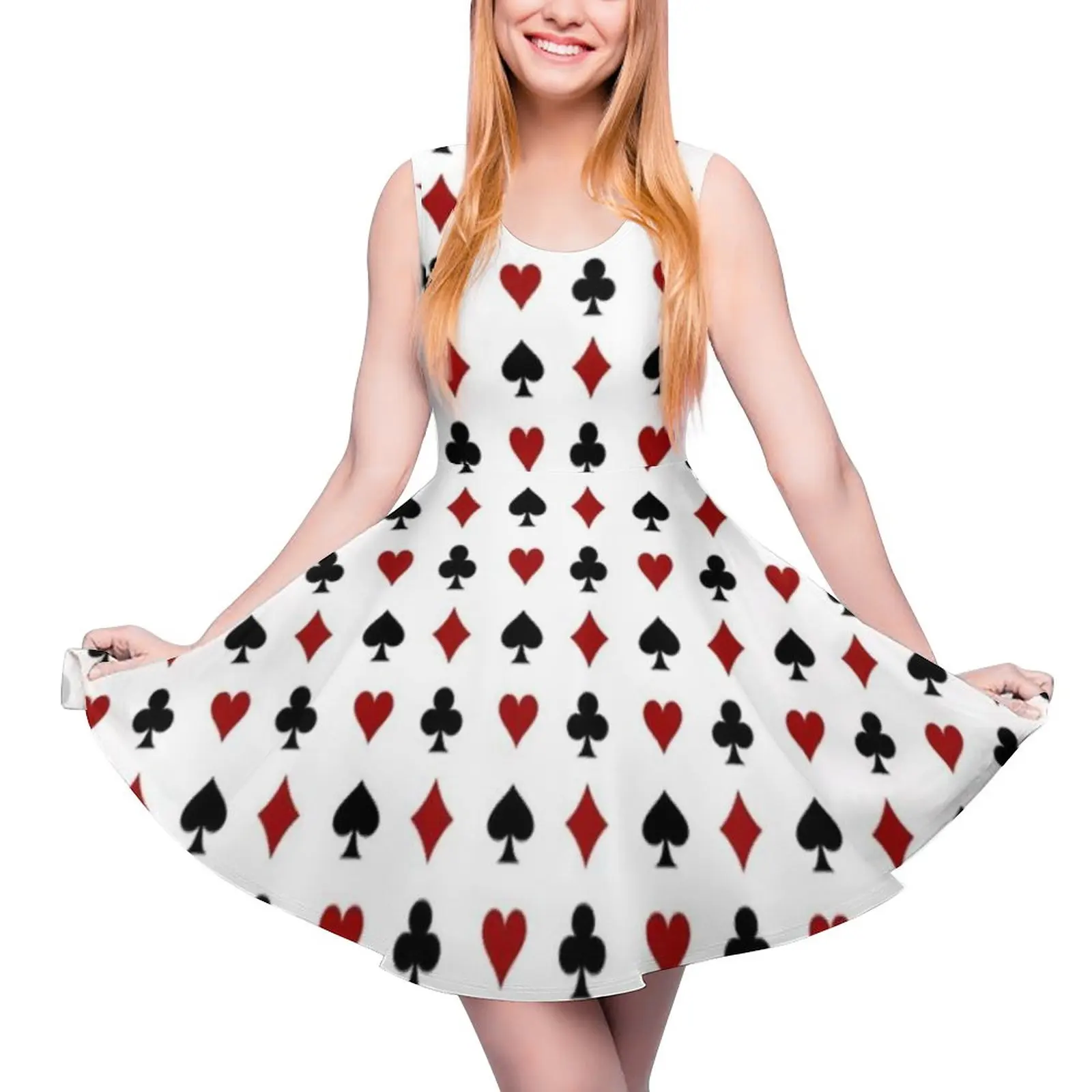 Playing Poker Dress Hearts Diamonds Clubs Spades Card Suits Aesthetic Dresses Female Pretty Skate Dress Spring Design Clothing