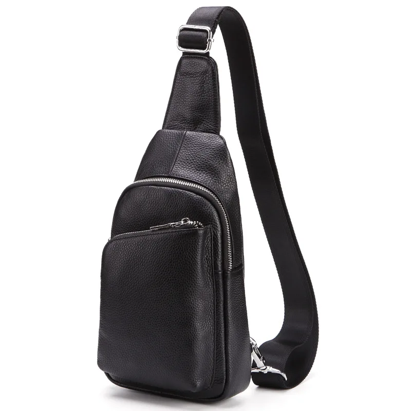 

High Quality Top Layer Cowhide Leather Men's Chest Bag Casual Shoulder Crossbody Bag Simple and Stylish Chest Shoulder Bag