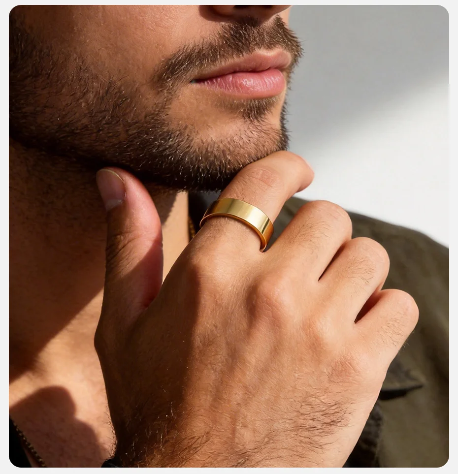 Vnox Hochzeits- und Verlobungsringe für Männer und Frauen, Edelstahlring in Goldfarbe, Schmuckgeschenk zum Jahrestag für Paare, US-Größe 5-12 – Detail 4