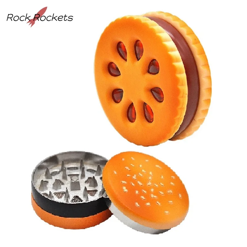 R&R Hamburg Shape Tobacco Grinder 56mm Wide Metal Gear Grass Grinders Dry Herb Crusher for Smoking Accessories Gadgets for Men