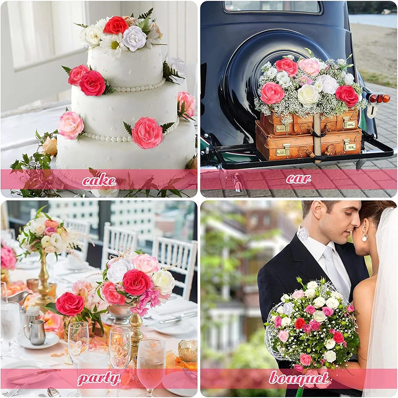 10/20/50 Stück 3,5 cm rote Seidenrose künstliche Blumen Kopf für Hochzeit Zuhause Raumdekoration DIY Braut Haarschmuck gefälschte Blume – Detail 6