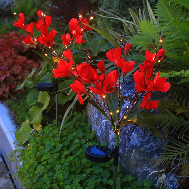 

Solar Magnolia Garden Lights Christmas Flower Stakes Ground Light Stake Decor Lamp Pathway 1031Waterproof Outdoor Floral N03