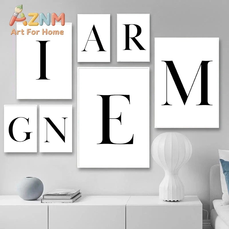Modern Minimalism Black And White Letter Enlightenment Education Art Poster Canvas Printing Living Room Children's Room Decor