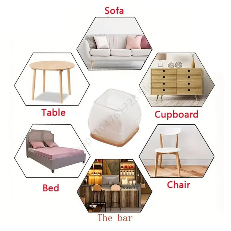 8/16Pcs Silicone Furniture Non-Slip Pads Chair Sofa Feet Anti-noise Feet Cover Floor From Scratches Protectors Mats Home Decor