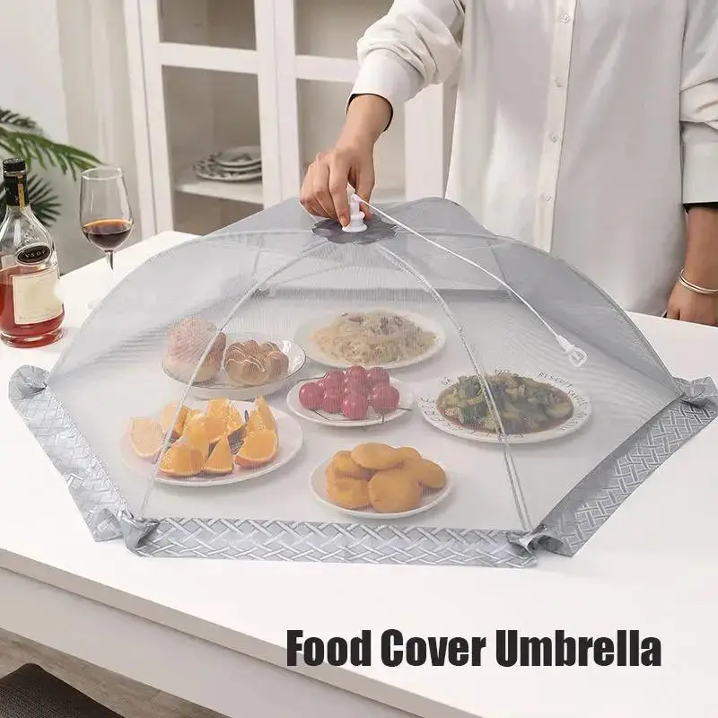Breathable Foldable Mesh Food Net Tent Umbrella Shape Anti Fly Dish Cover For Household Table Picnic Outdoor Food Protection