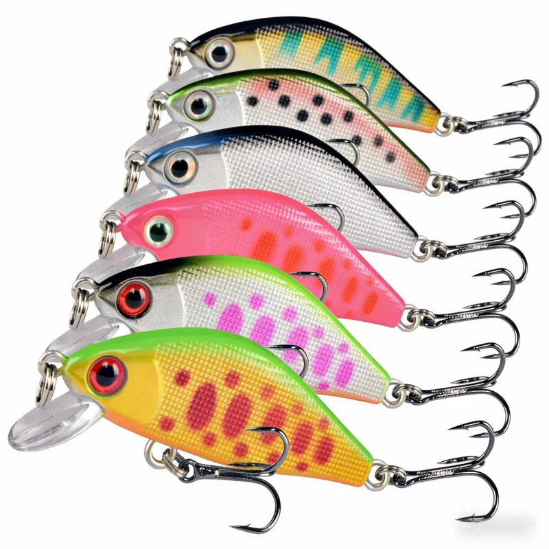 

6PCS 5cm 4.3g 0High-strength hook, micro-speed sinking minnow lure for micro-fishing, long-distance casting lure for fish specie