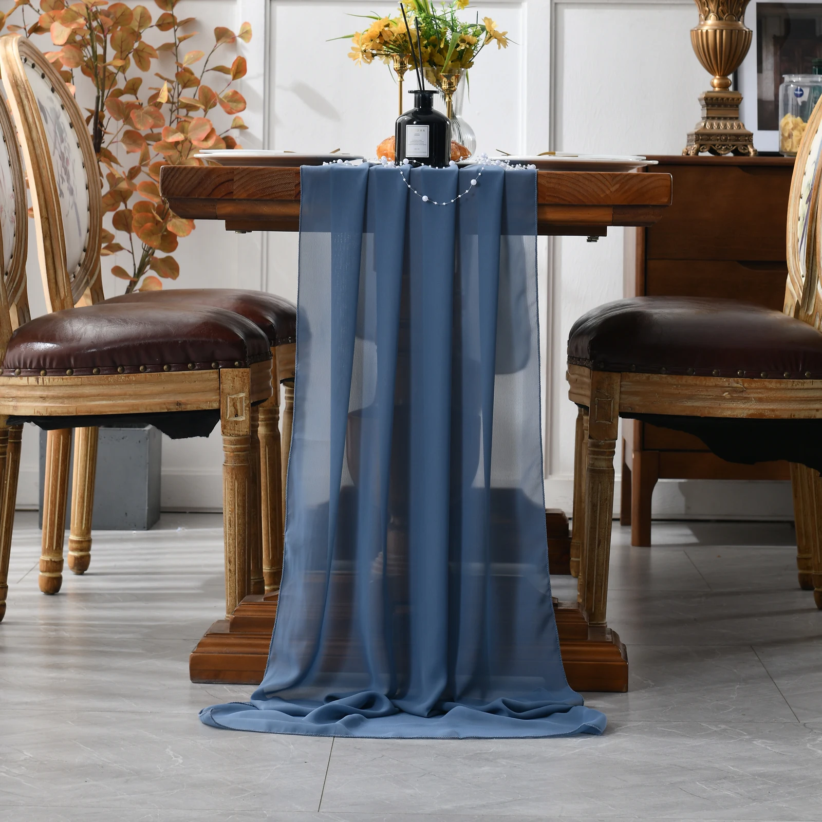 Long Chiffon Table Runner Haze blue For Wedding Party Christmas Banquets Bridal Home Table Arches Cake Table Decoration 73x305c