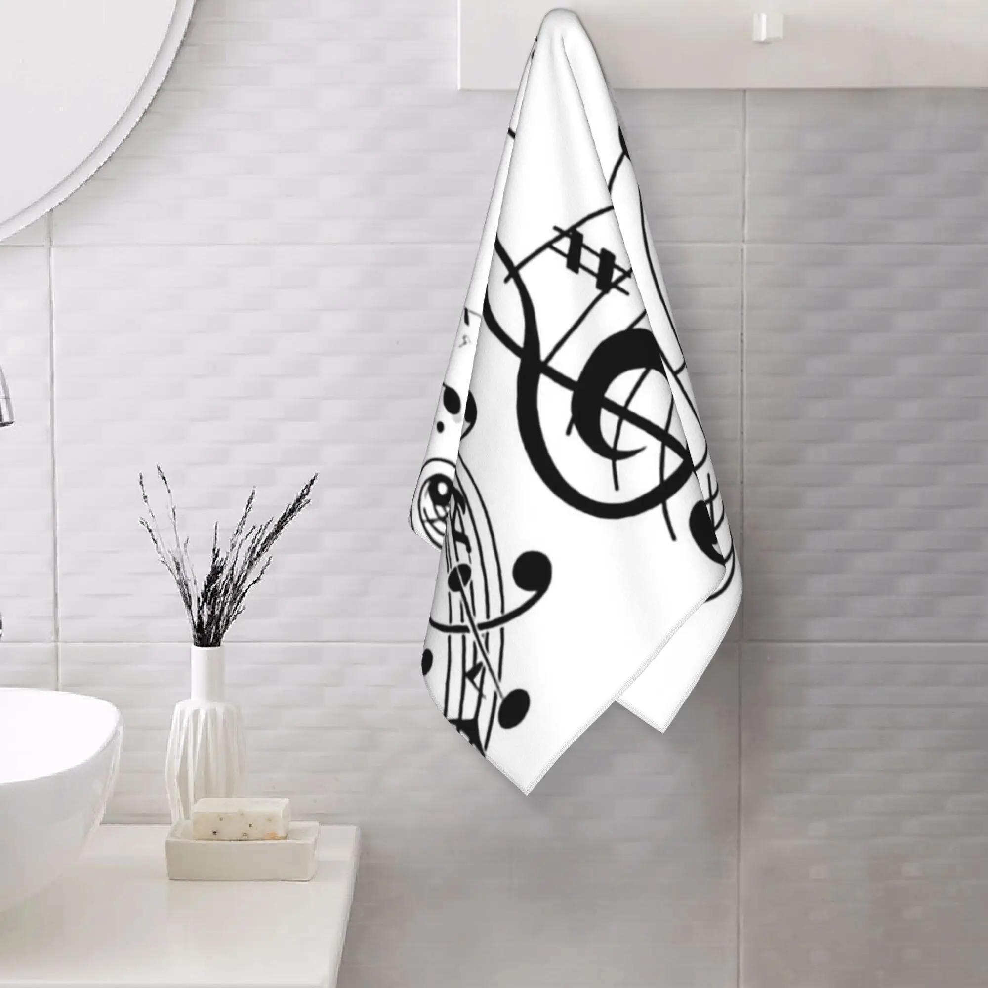 Custom Abstract Piano Keys With Musical Notes Soft Face Towel Quick Dry Pool Bath Cotton Towels Absorbent