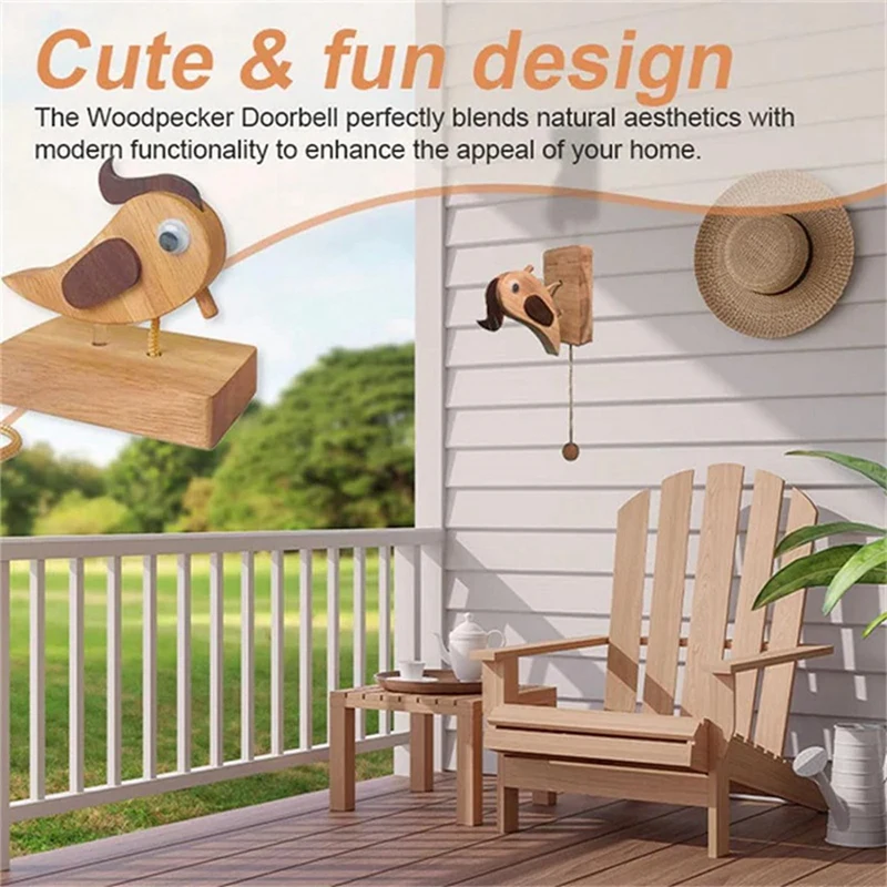 جرس باب نقار الخشب الخشبي اليدوي ، مطرقة الباب ، الحلي والديكور للمدخل ، دائم