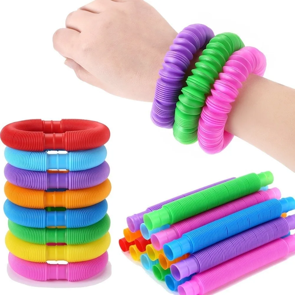 Colorful Telescopic Pop Tubes Connecting Stretching Twisting Fine Motor Skills Stretchable Tubes Stress Relief Plastic
