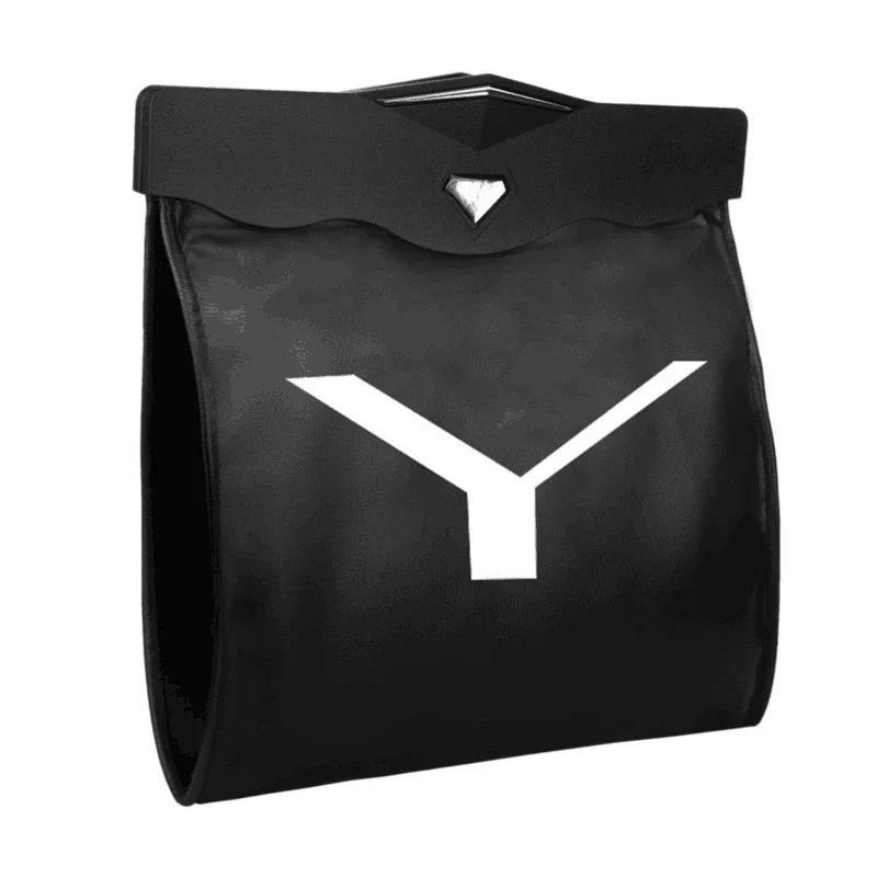 

Pop New-Car Trash Bag Storage Box Hanging Garbage Seat Back Organizer With LED Light Induction Lamp For Tesla Model Y 2019-2021
