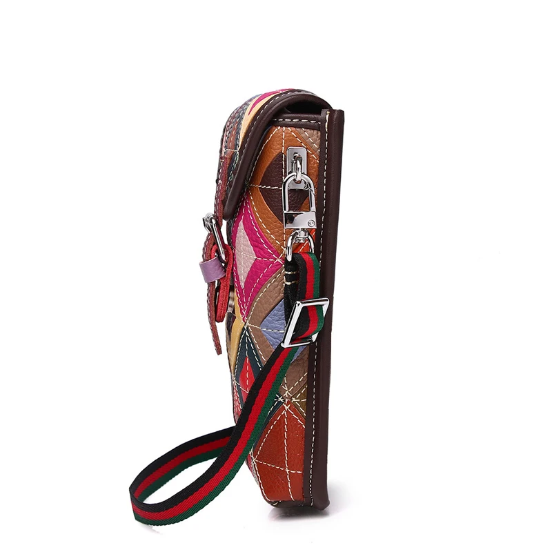 Annmouler New Fashion Women Shoulder Bag Cow Leather Crossbody Bag Patchwork Shoulder Bag Genuine Leather Phone Bag