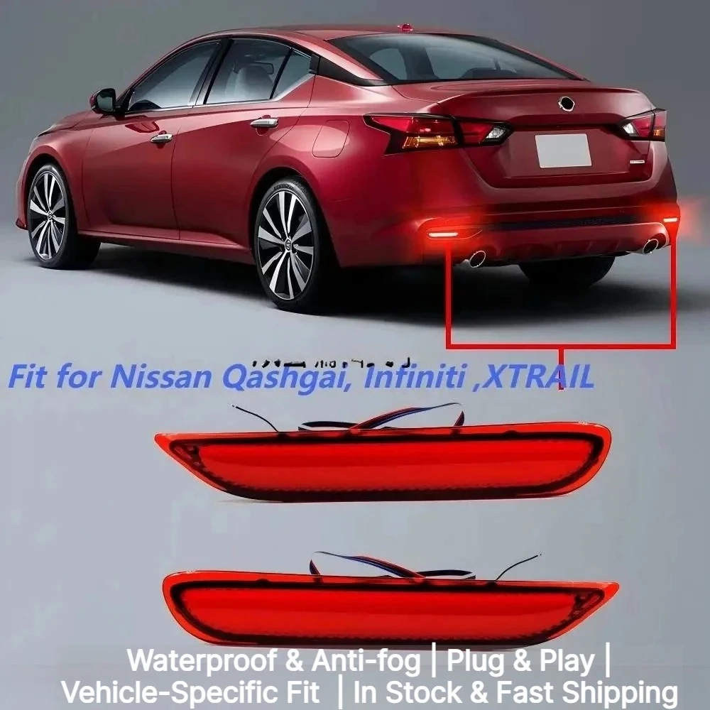 For Nissan Qashqai Infiniti ALTIMA LED Rear Bumper Light Reflector Lamp SuitableTail Lights Driving Braking Plug Easy Install